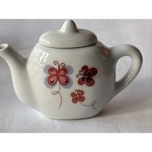 Vintage Porcelain Child's Tea Set For 4, Butterfly Pattern Unbranded